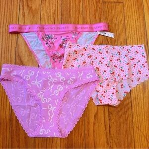 Victoria's Secret Floral, Cherry, and Bow Print Panties Set